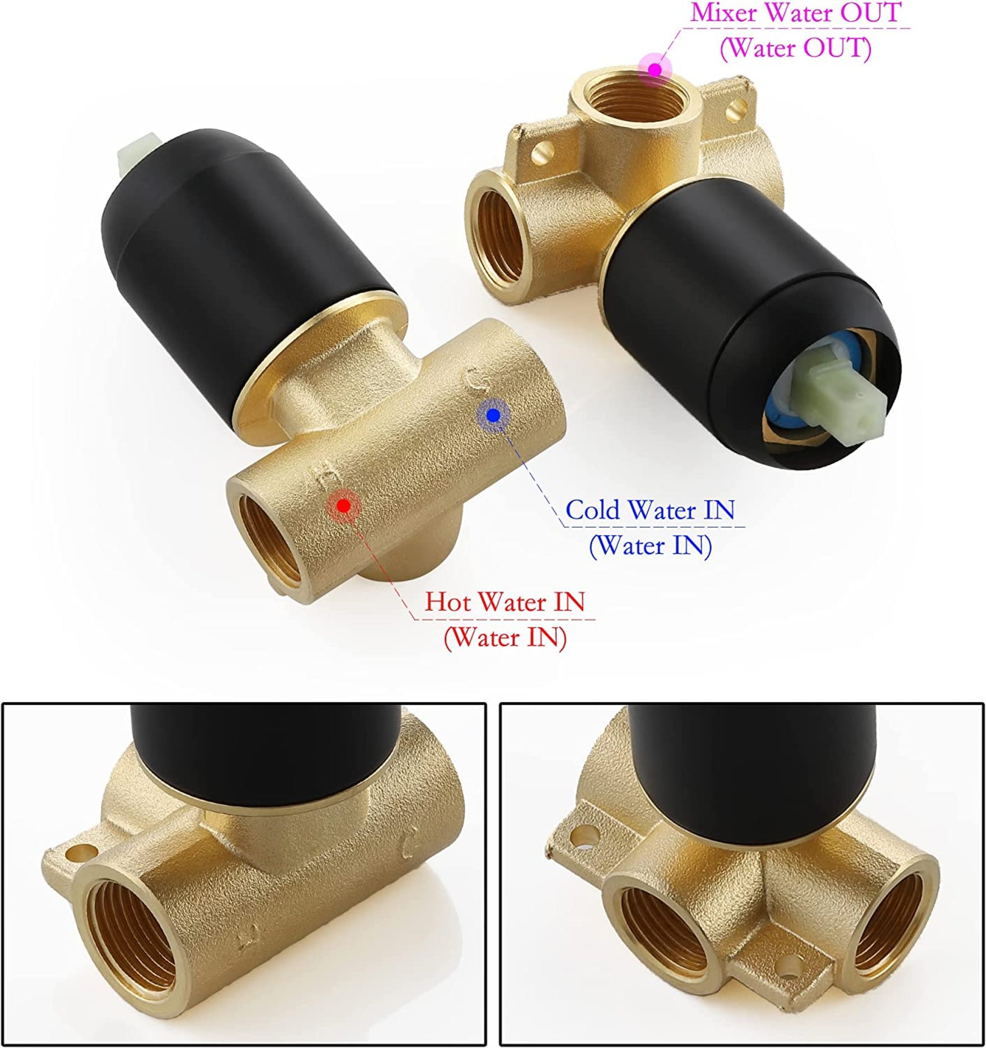 2 Hole  Black Bathroom Sink Faucet Black Brass