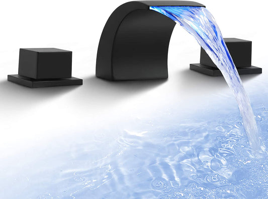 3H8-in.  Black Bathroom Sink Faucet Black Brass