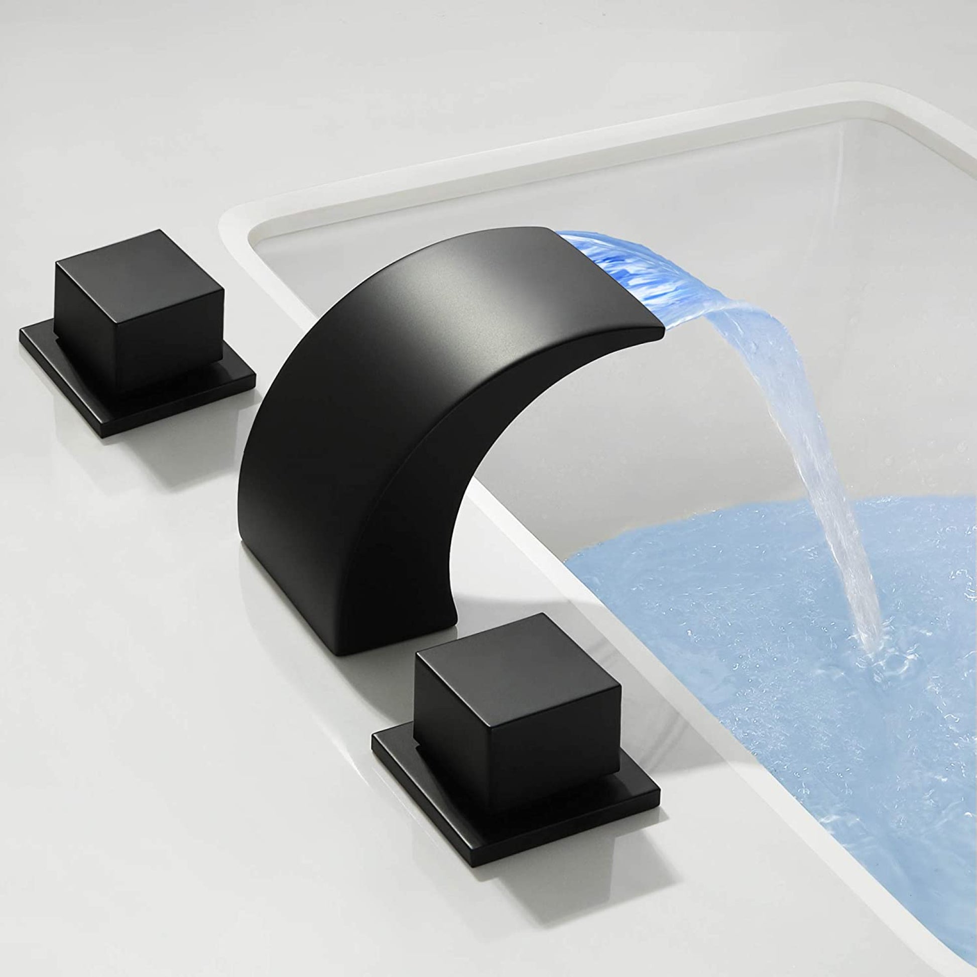 3H8-in.  Black Bathroom Sink Faucet Black Brass