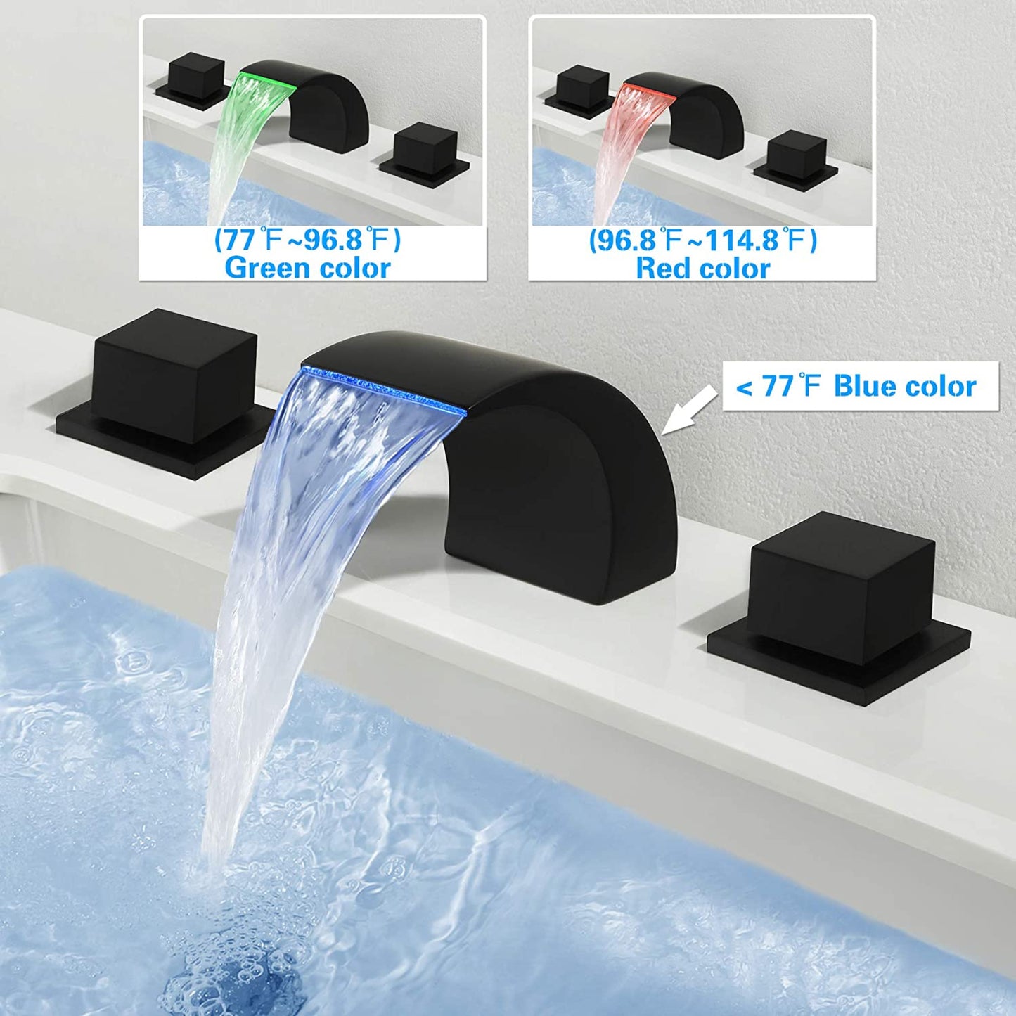 3H8-in.  Black Bathroom Sink Faucet Black Brass