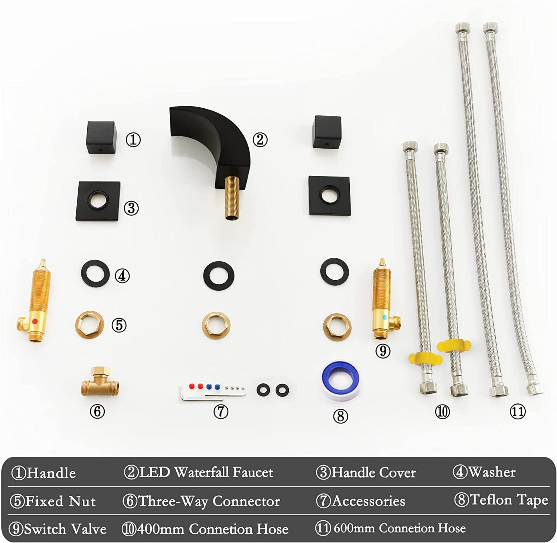 3H8-in.  Black Bathroom Sink Faucet Black Brass