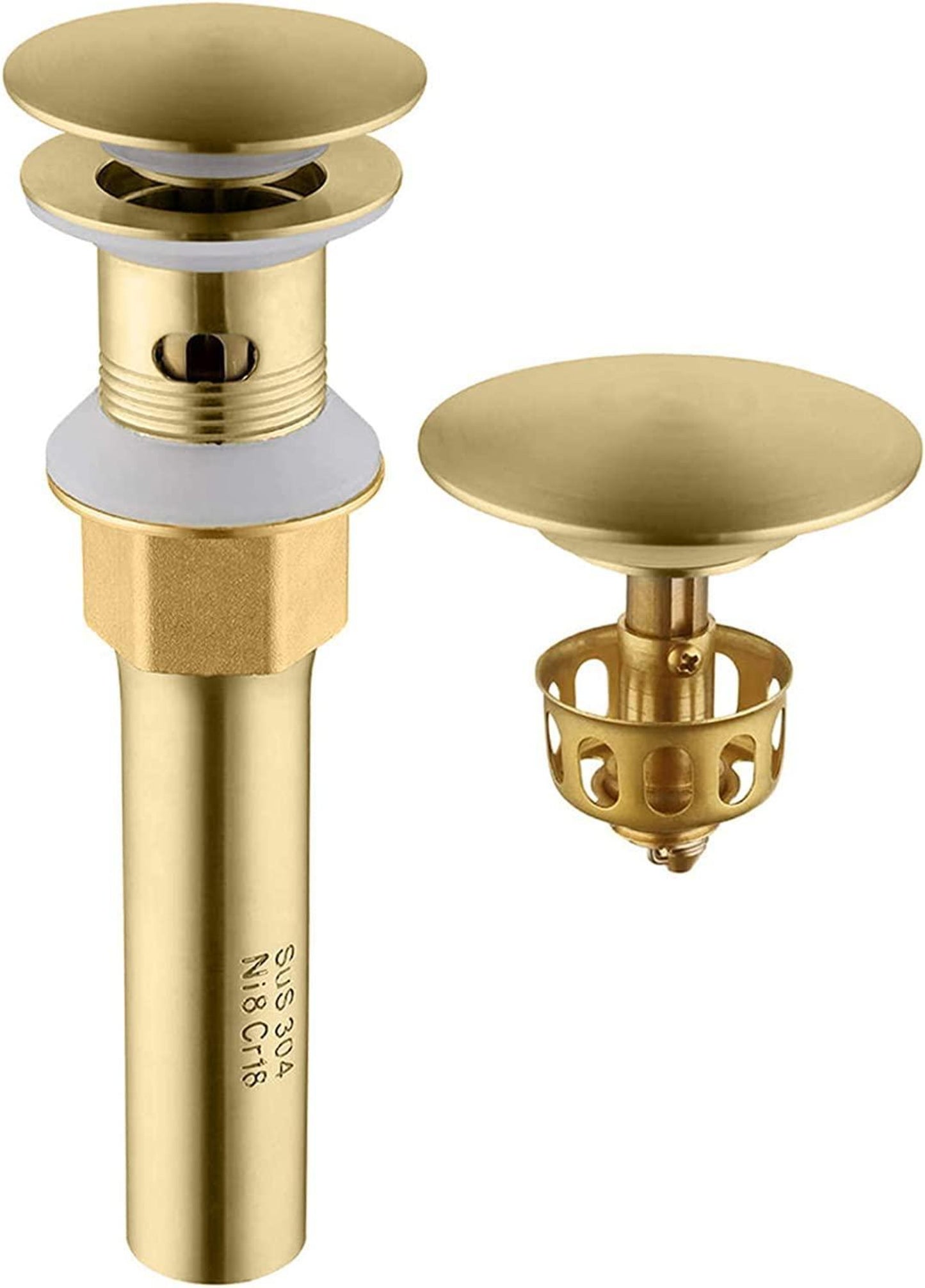 2.59 in. x 2.59 in. Yes Overflow Bathroom Sink Drain Gold Stainless Steel