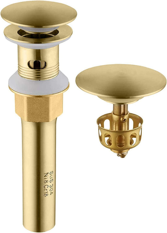2.59 in. x 2.59 in. Yes Overflow Bathroom Sink Drain Gold Stainless Steel