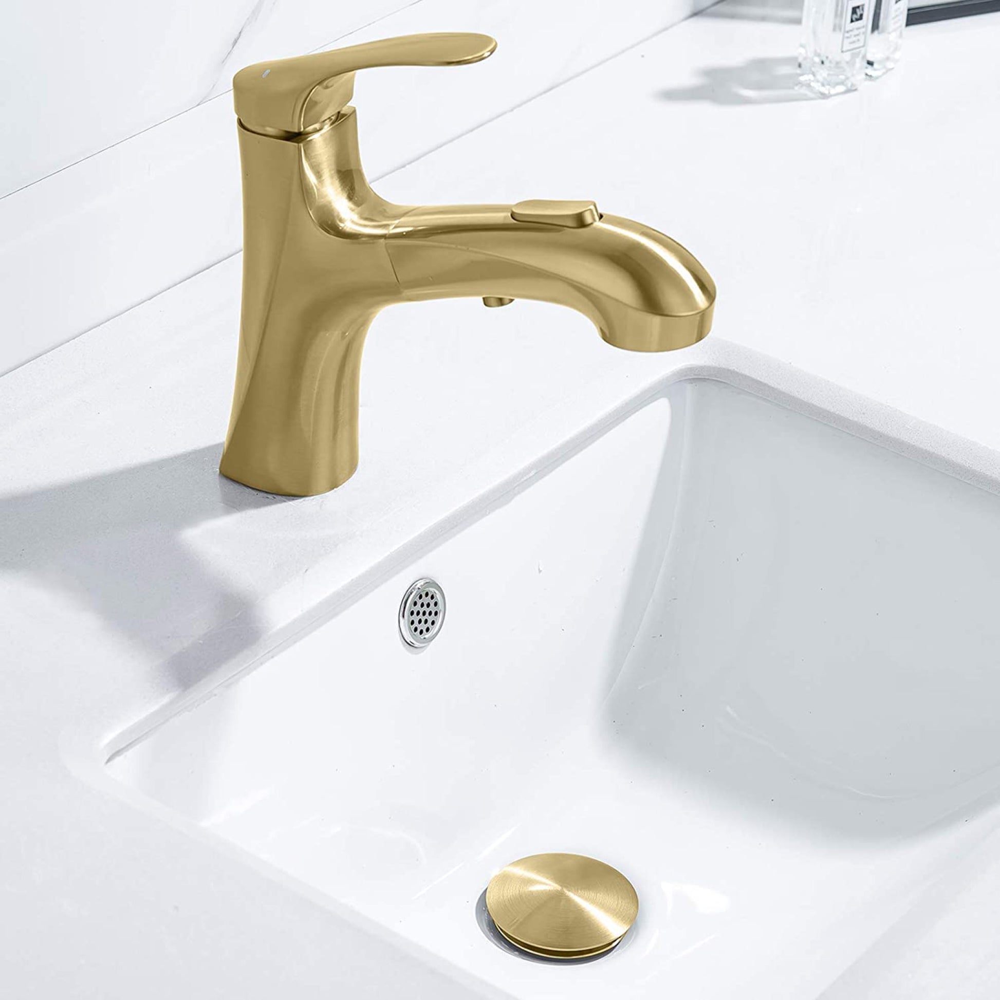 2.59 in. x 2.59 in. Yes Overflow Bathroom Sink Drain Gold Stainless Steel