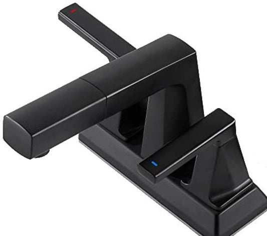 3H4-in.  Matte Bathroom Sink Faucet Black Stainless Steel