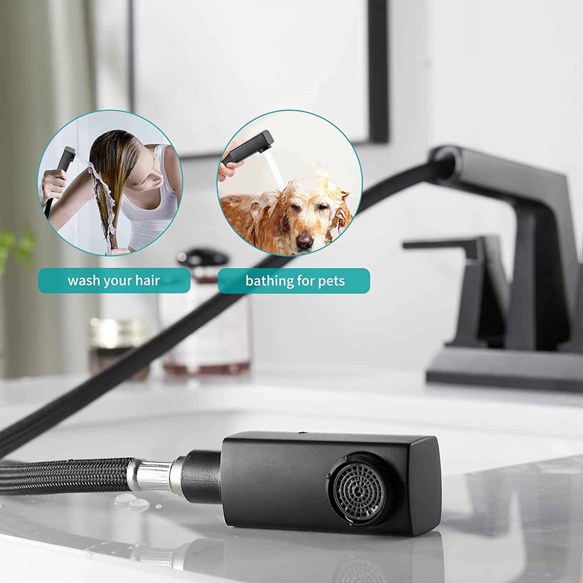 3H4-in.  Matte Bathroom Sink Faucet Black Stainless Steel