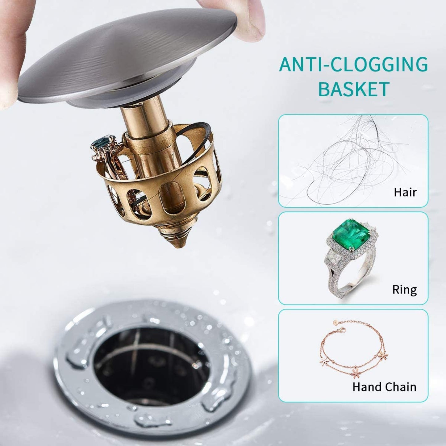 2.59 in. x 2.59 in. Yes Overflow Bathroom Sink Drain Brushed Nickel Stainless Steel