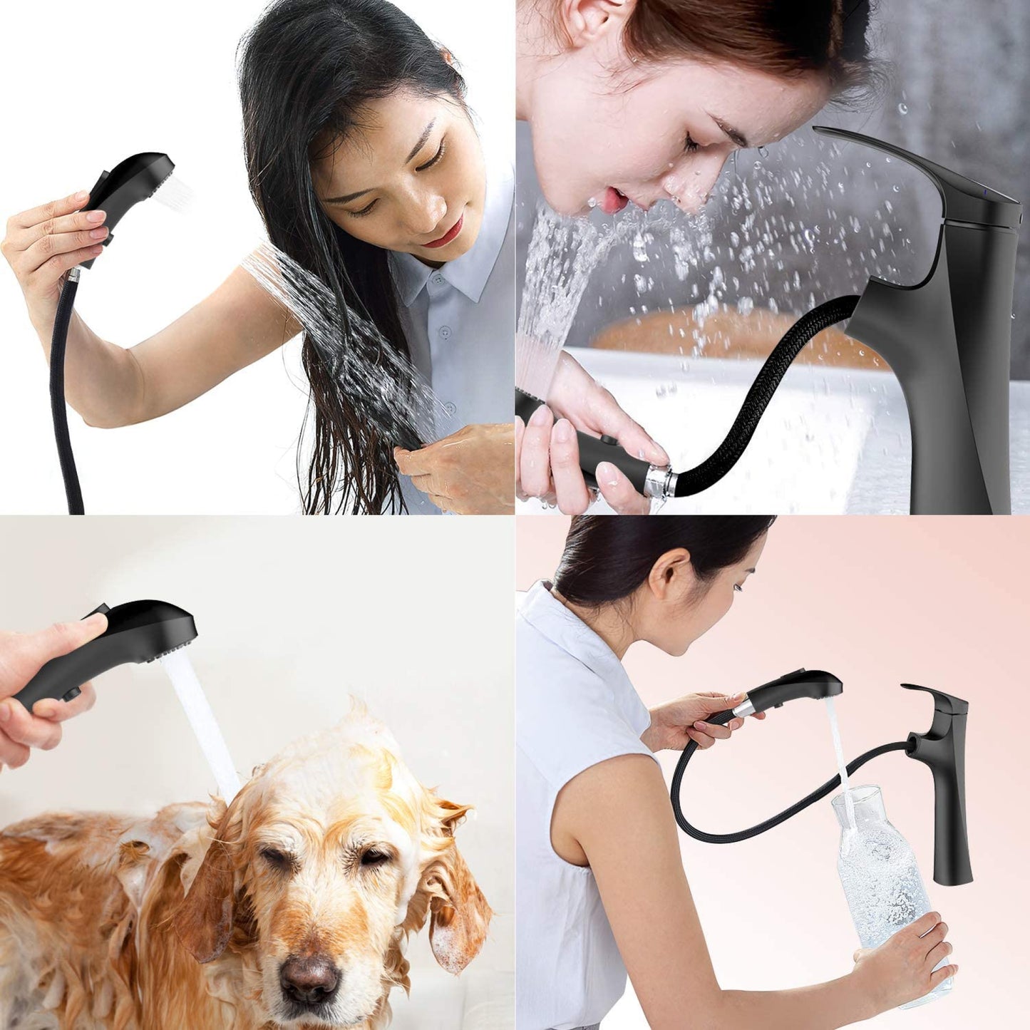 1 Hole  Matte Bathroom Sink Faucet Black Stainless Steel