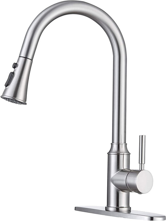 1 Hole  Brushed Kitchen Sink Faucet Brushed Nickel Stainless Steel