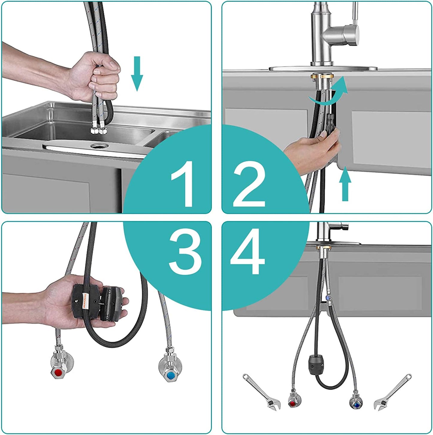 1 Hole  Brushed Kitchen Sink Faucet Brushed Nickel Stainless Steel