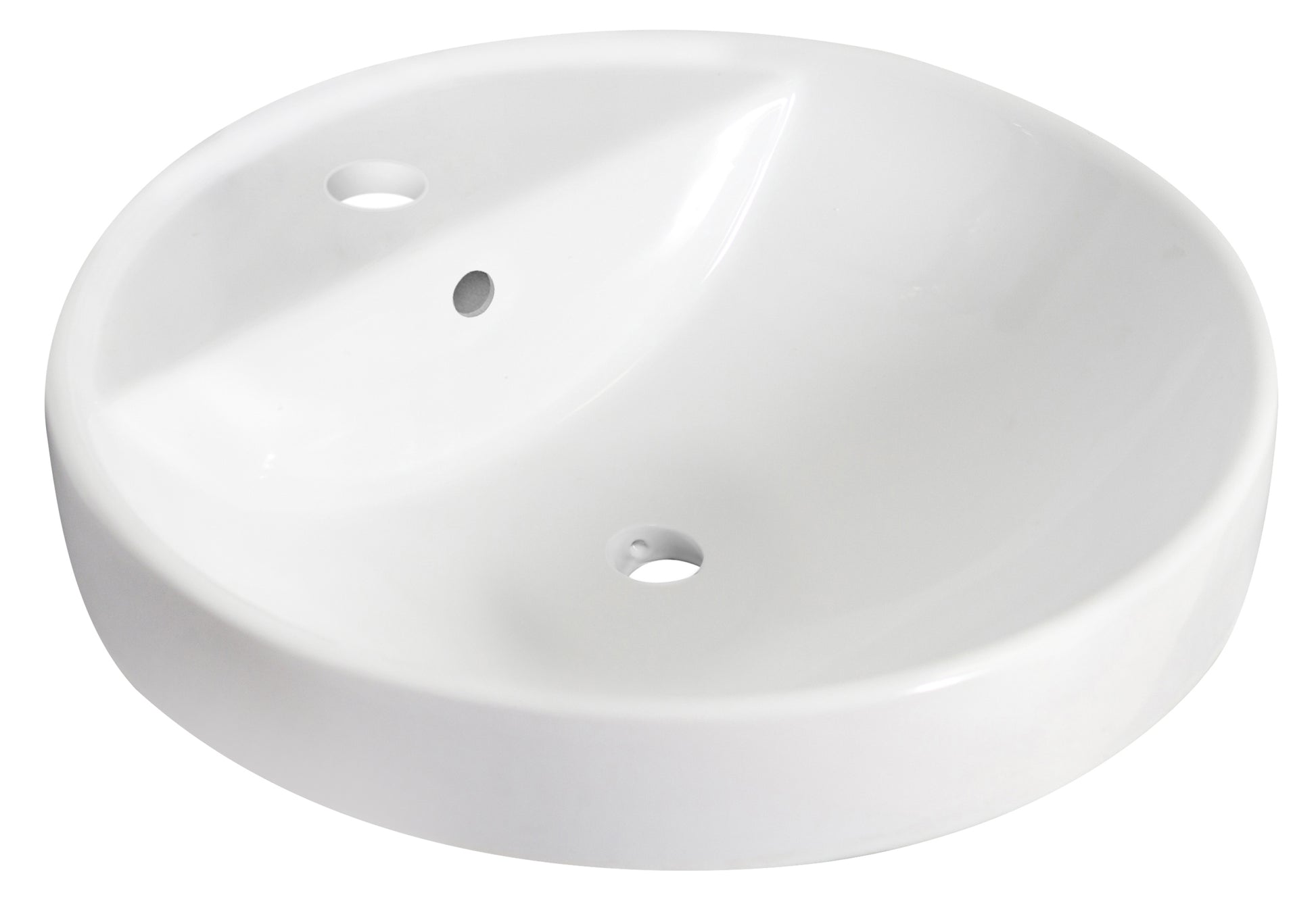 18.25-in. x 18.25-in. Round Bathroom Vessel Sink White Enamel Glaze
