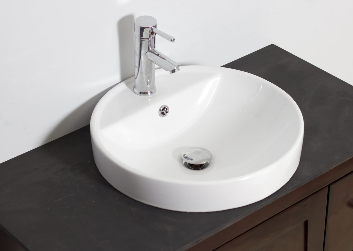 18.25-in. x 18.25-in. Round Bathroom Vessel Sink White Enamel Glaze