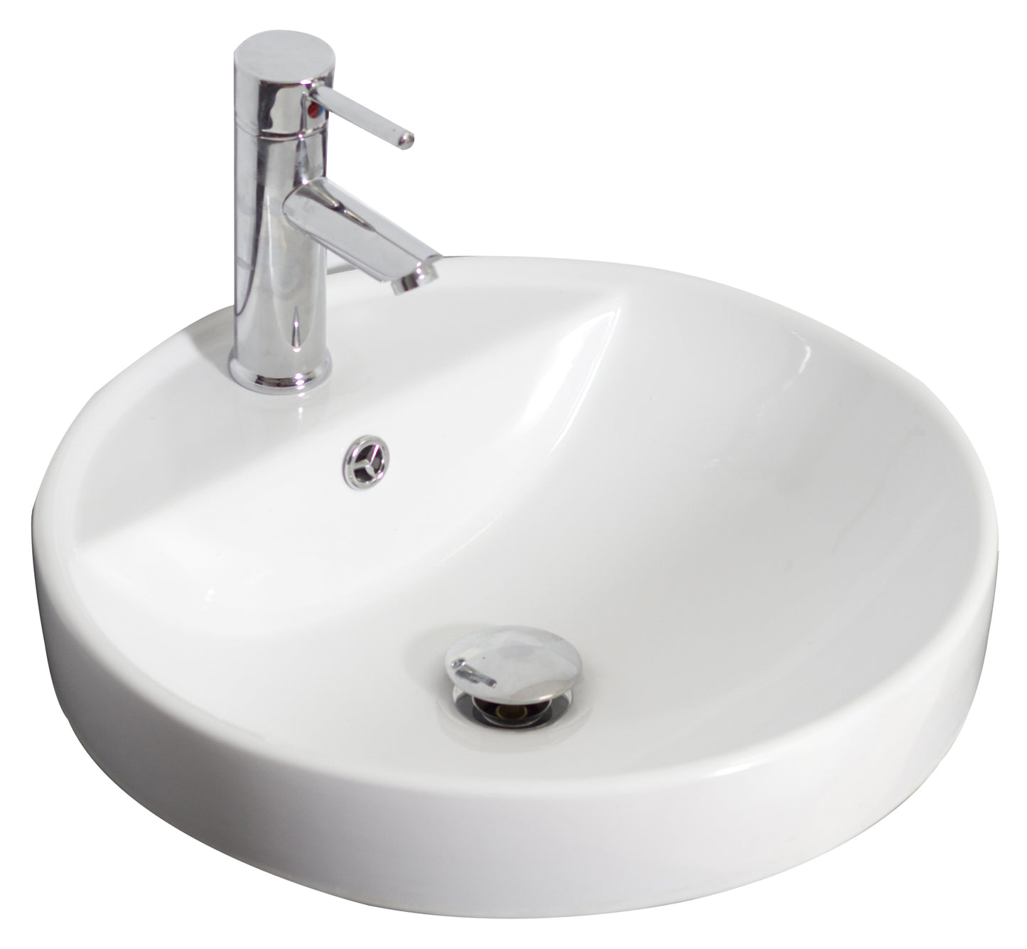 18.25-in. x 18.25-in. Round Bathroom Vessel Sink White Enamel Glaze