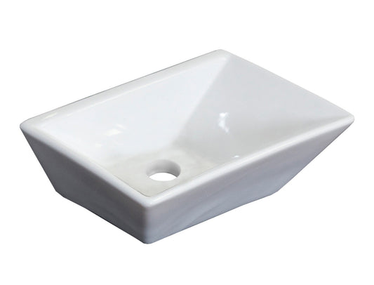 12-in. x 9-in. Rectangle Bathroom Vessel Sink White Enamel Glaze